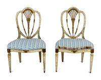 A Pair of North European Polychrome Decorated Side Chairs