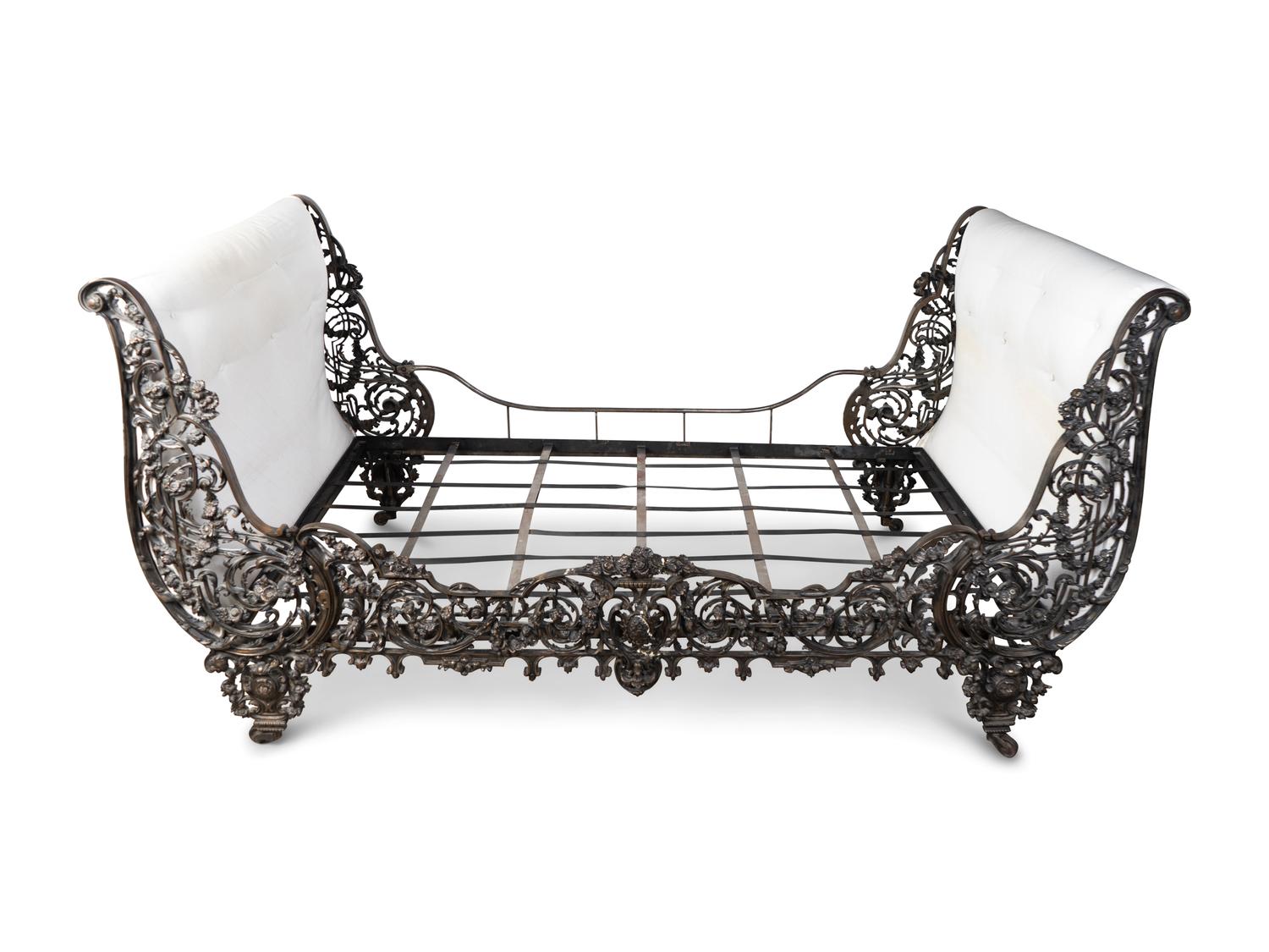 A Continental Cast Iron Sleigh Daybed — 20TH CENTURY
