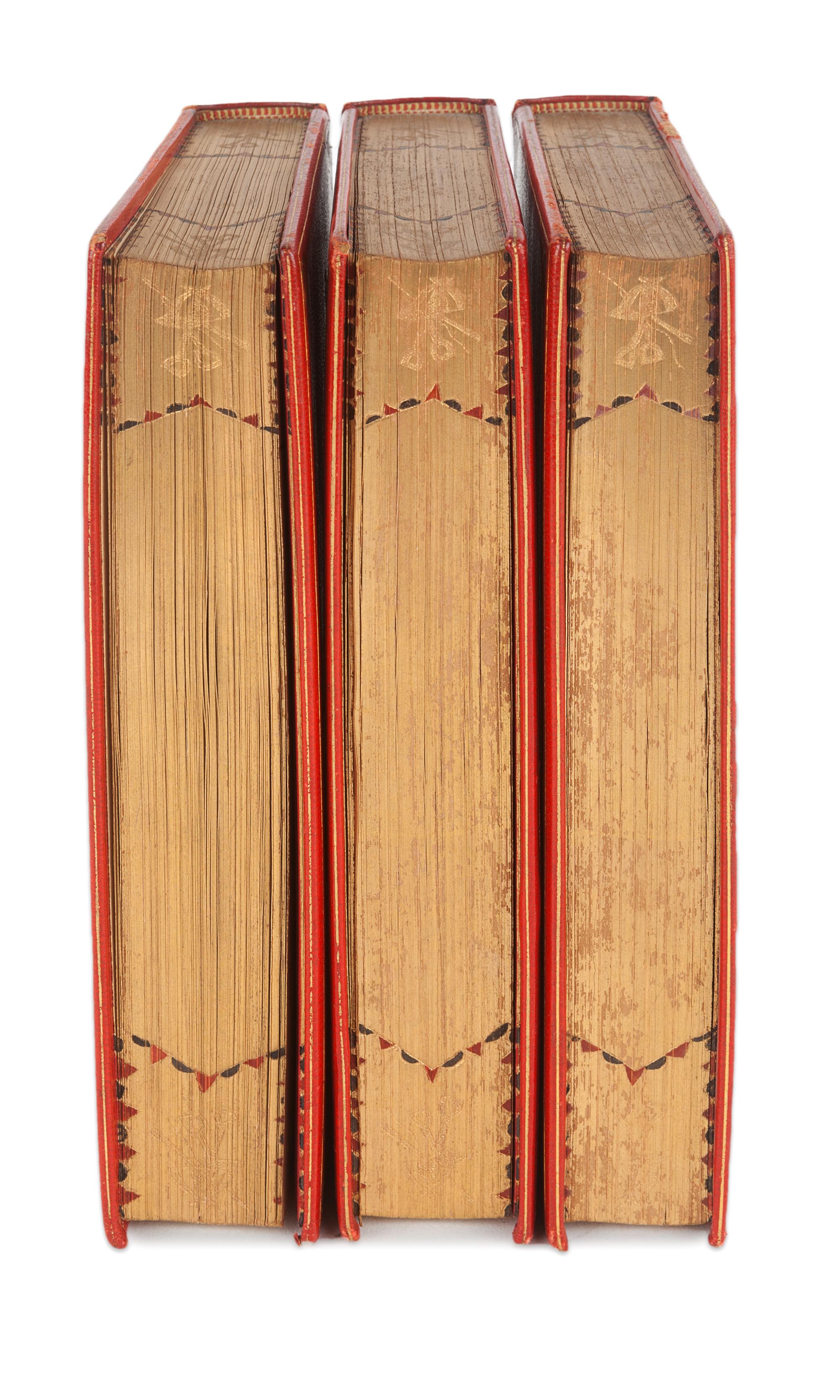 [MONASTERY HILL BINDING]. SURTEES, Robert Smith (1803-1864). [SPORTING NOVELS]. Ask Mamma. -- Mr. Sponge’s Sporting Tour. -- Mr. Romford’s Hounds. London: Bradbury, Agnew & Co., [ca 1852 or later].