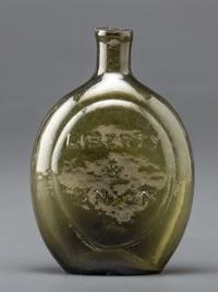 A Molded-Glass Flask in Yellow-Green by the Baltimore Glass Works