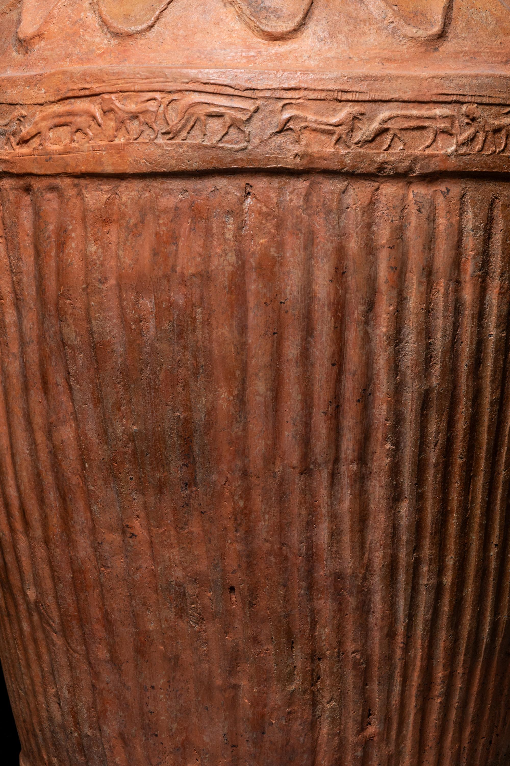 An Etruscan Red-Ware Impasto Pithos with Stamped Frieze