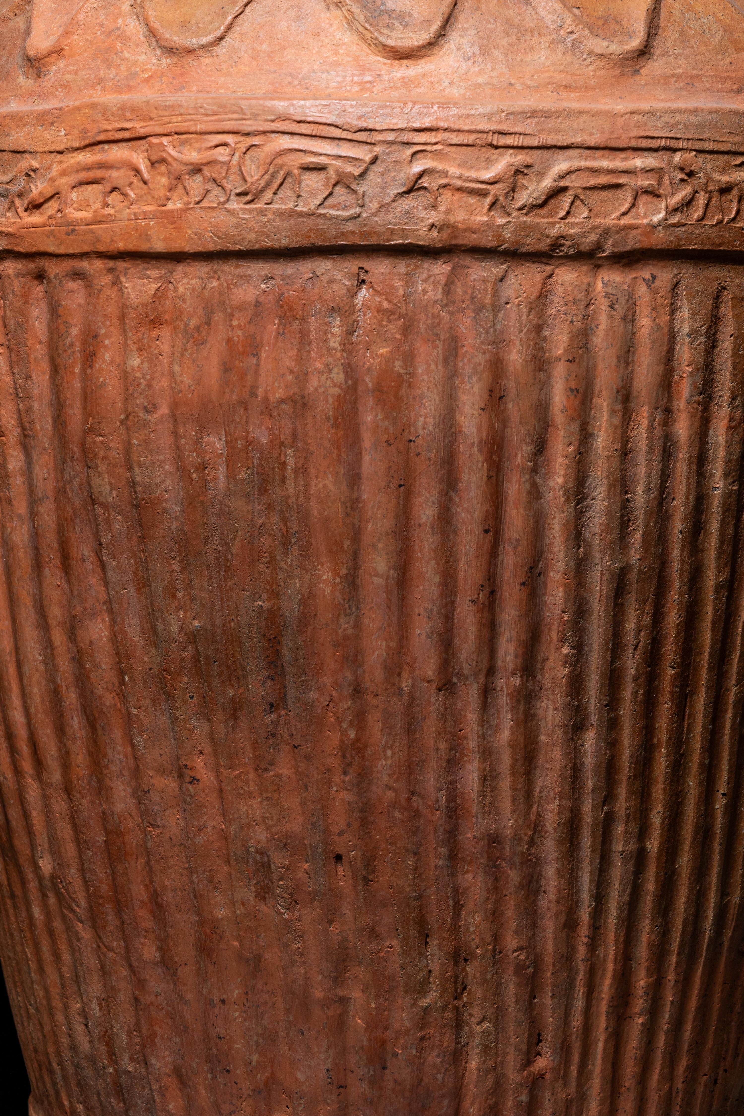 An Etruscan Red-Ware Impasto Pithos with Stamped Frieze