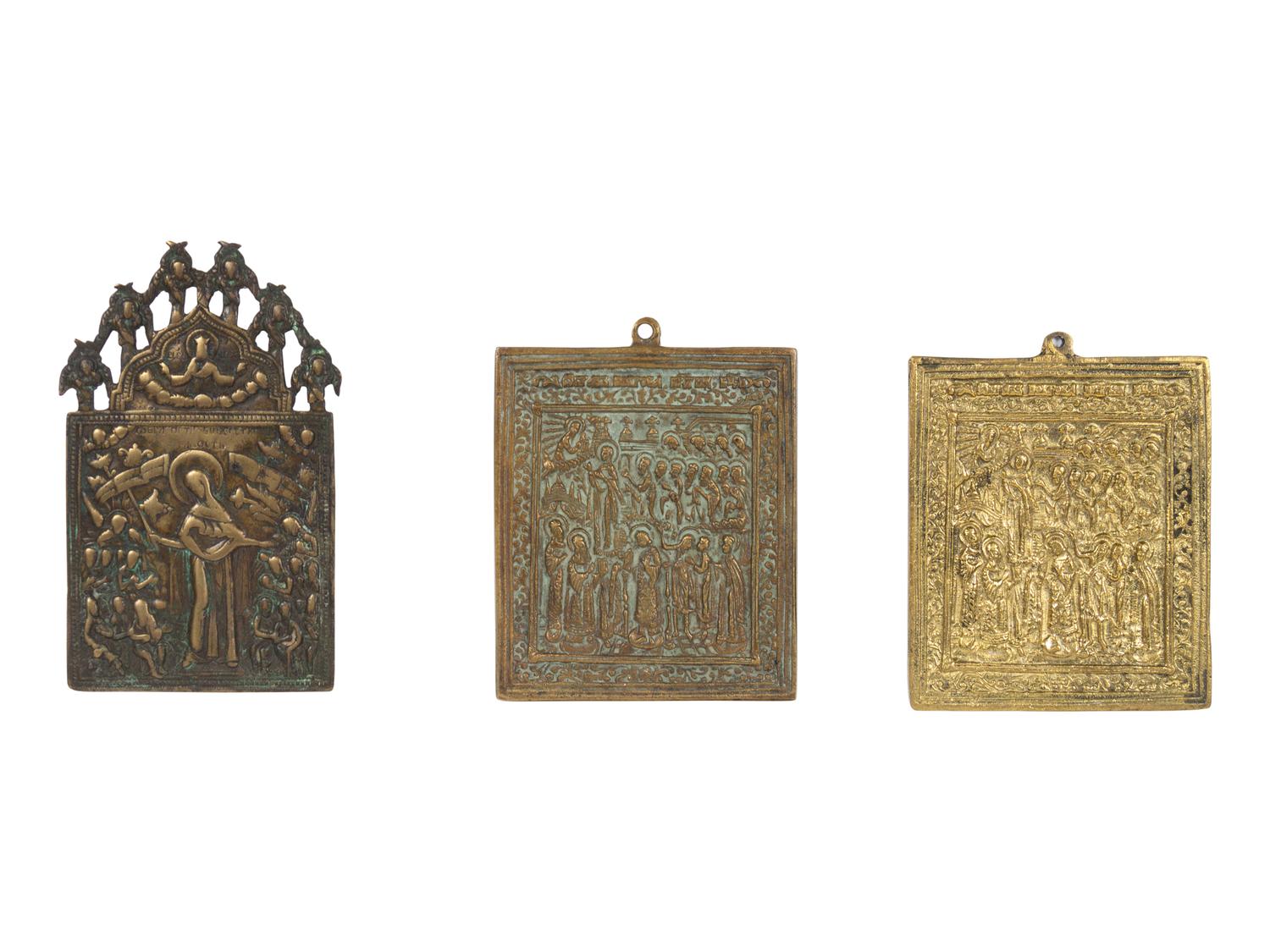 Five Russian Cast Bronze Icons