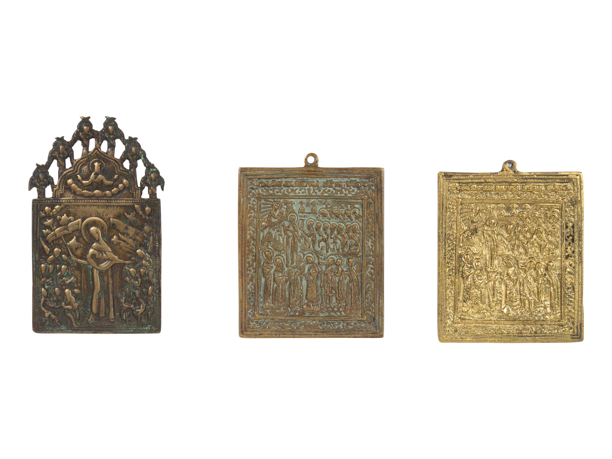 Five Russian Cast Bronze Icons
