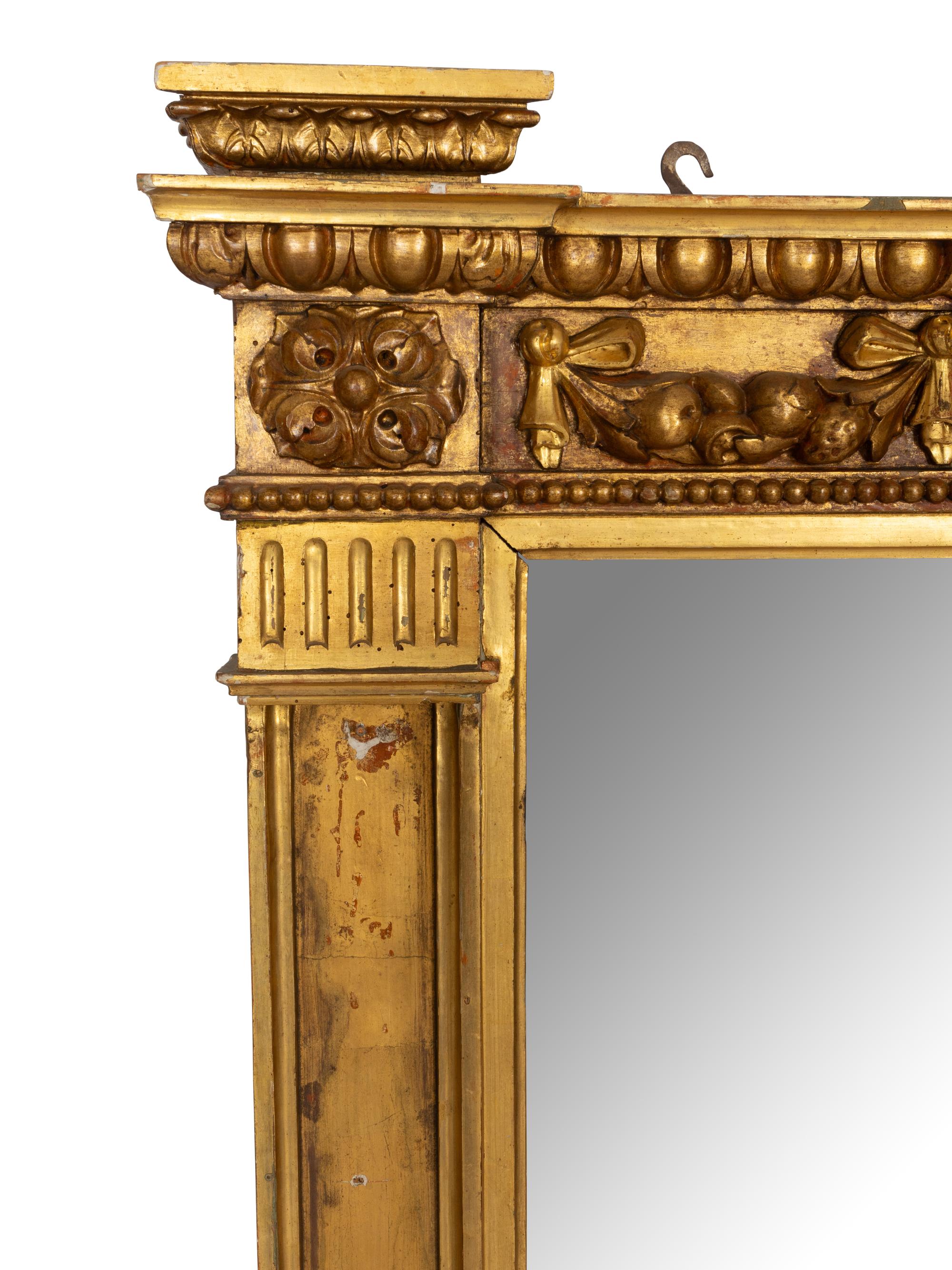 An English Giltwood and Gesso Overmantel Mirror