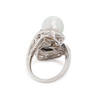 CULTURED PEARL AND DIAMOND RING