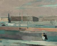 Bridge at Charenton and La Concorde , a pair of paintings Jacques Mauny (French, 1893-1962) and Emile Bouneau (French, 1902-1970)
