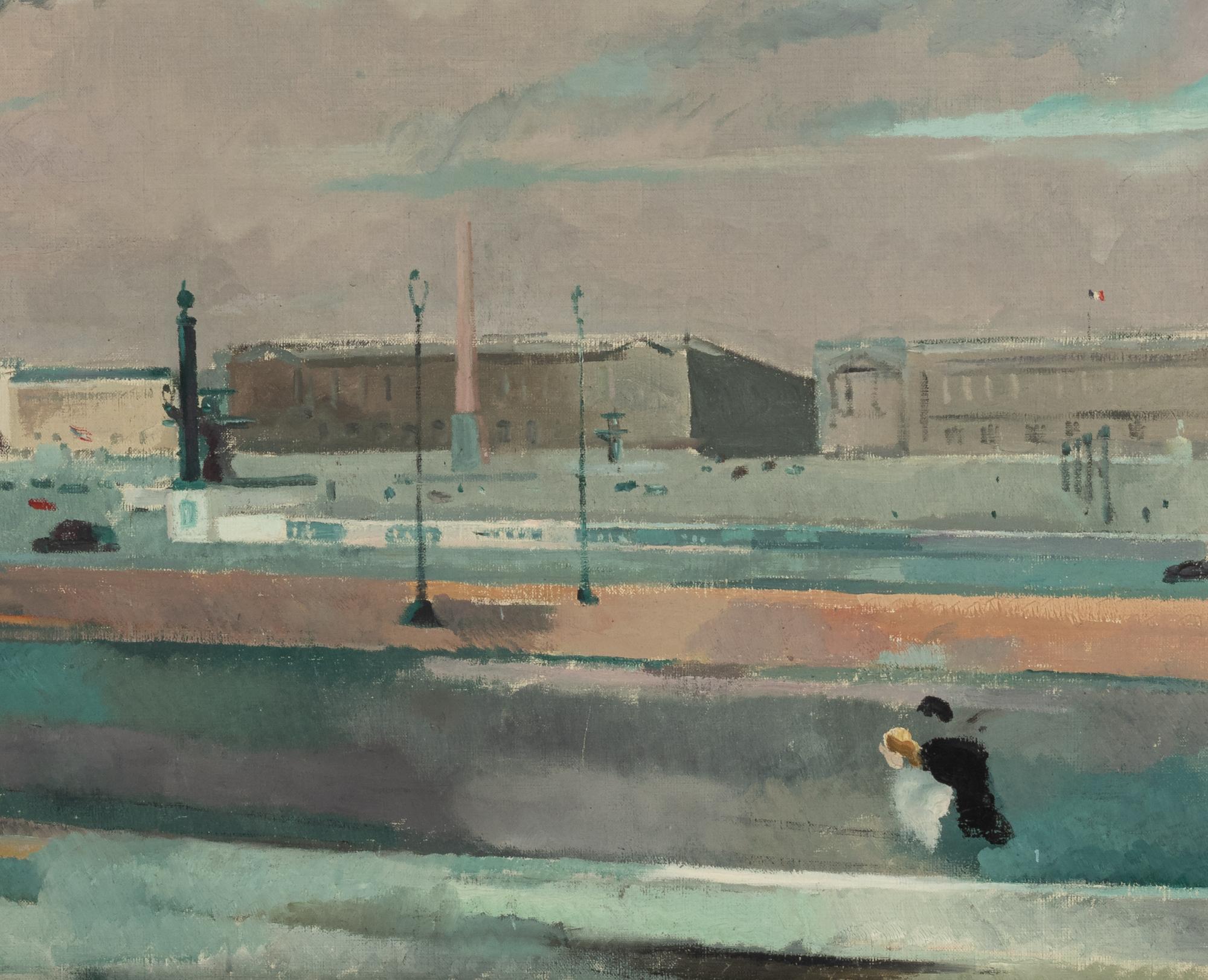 Bridge at Charenton and La Concorde , a pair of paintings Jacques Mauny (French, 1893-1962) and Emile Bouneau (French, 1902-1970)