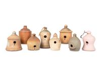 Eight Redware and Stoneware Birdhouses