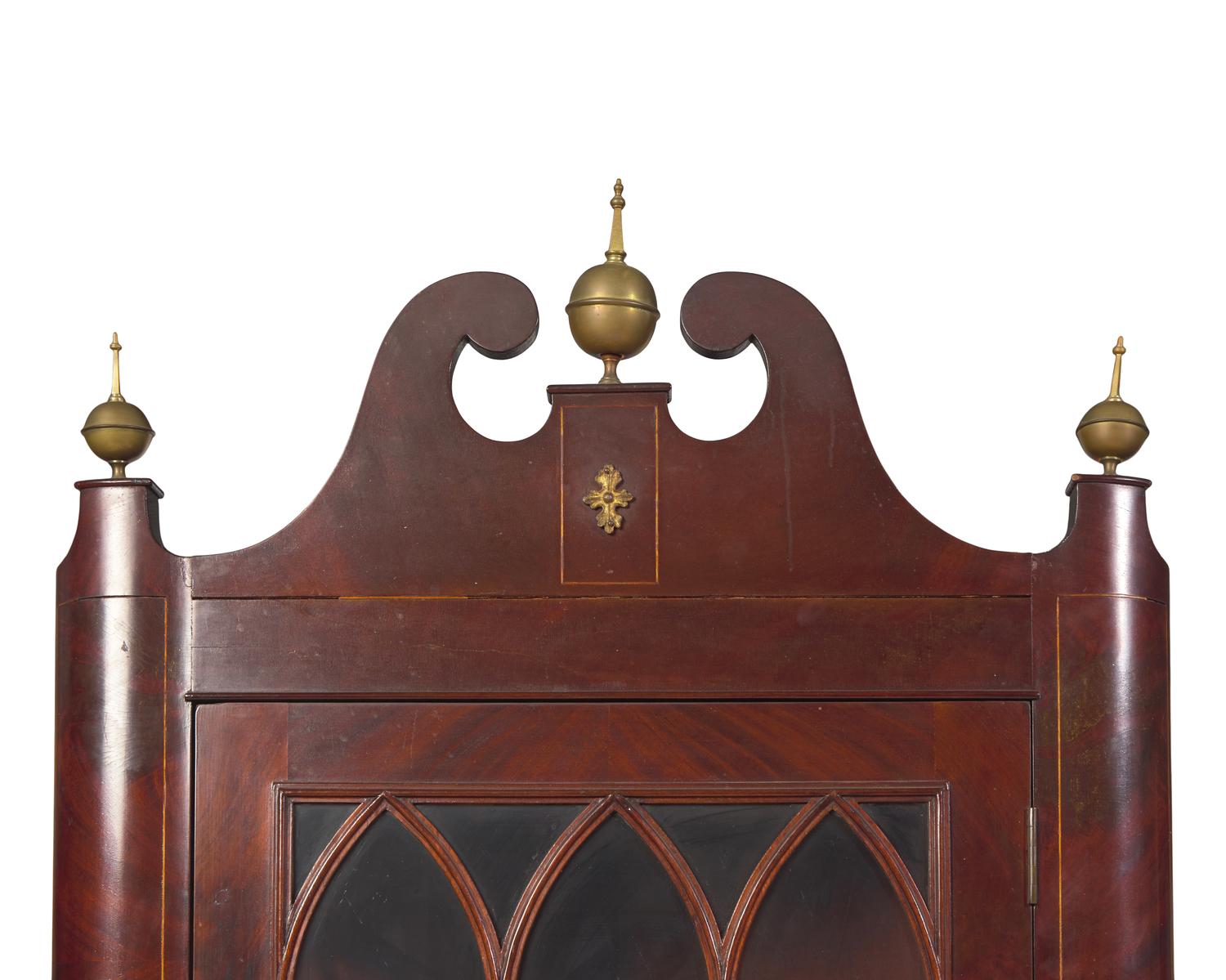 A Federal Style Inlaid Mahogany Corner Cupboard