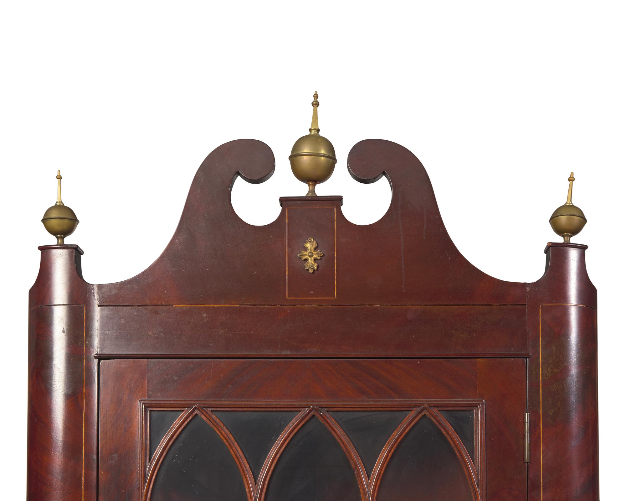 A Federal Style Inlaid Mahogany Corner Cupboard