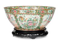 A Chinese Export Rose Medallion Punch Bowl