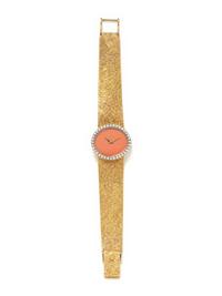 CONCORD, 14K YELLOW GOLD AND CORAL WATCH