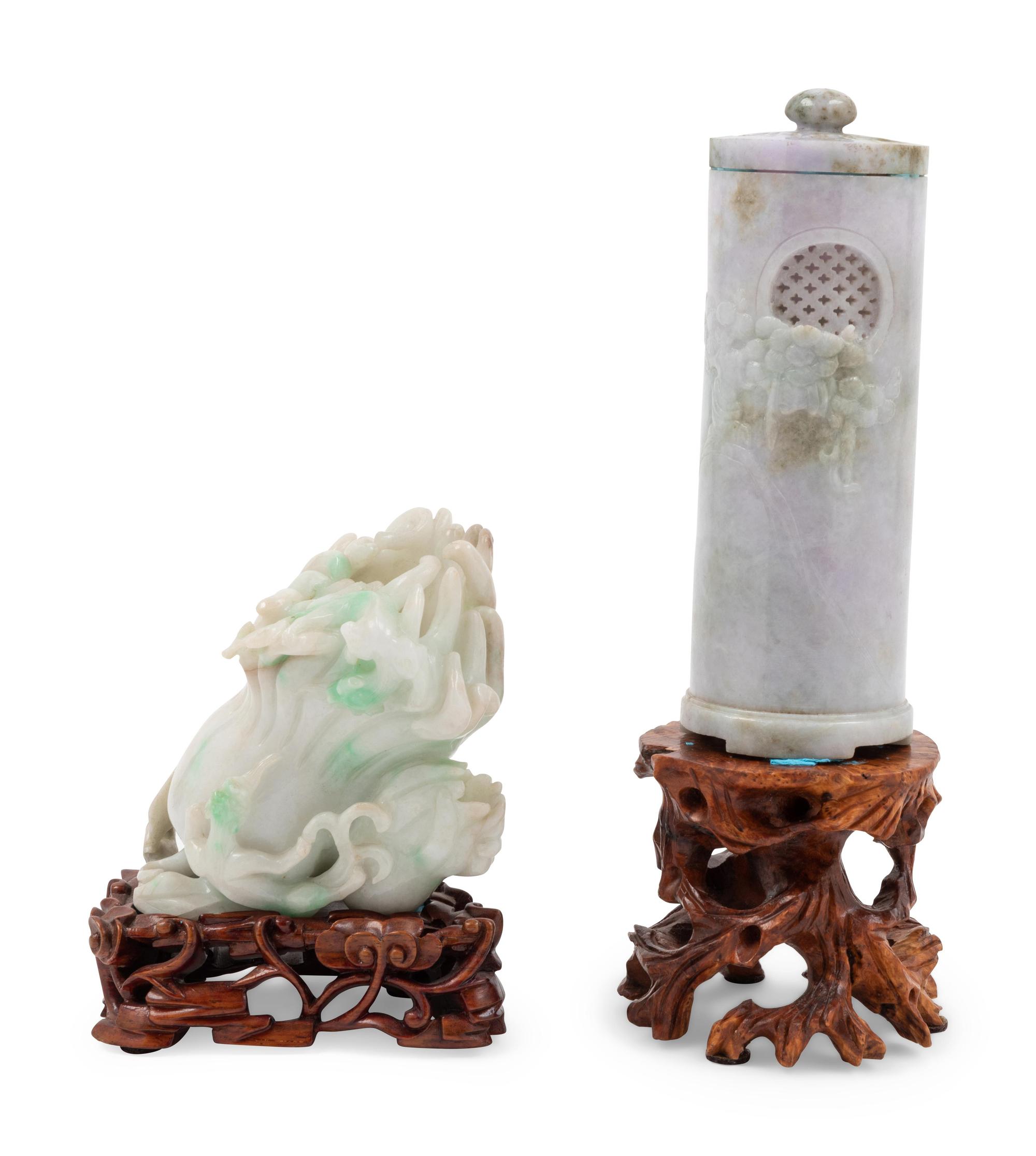 Two Chinese White Jadeite Carvings