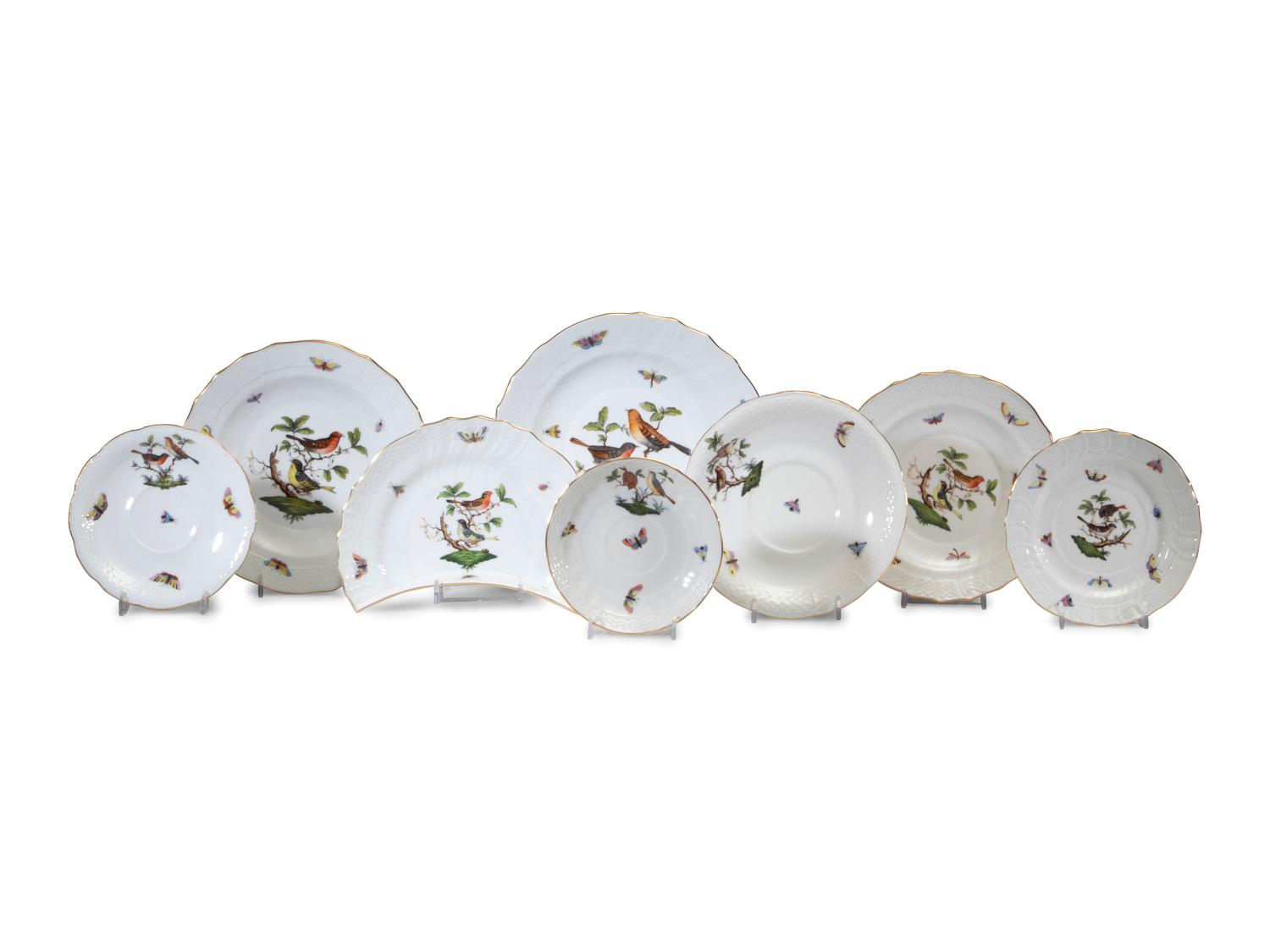 A Herend Rothschild Bird Porcelain Service for Twelve