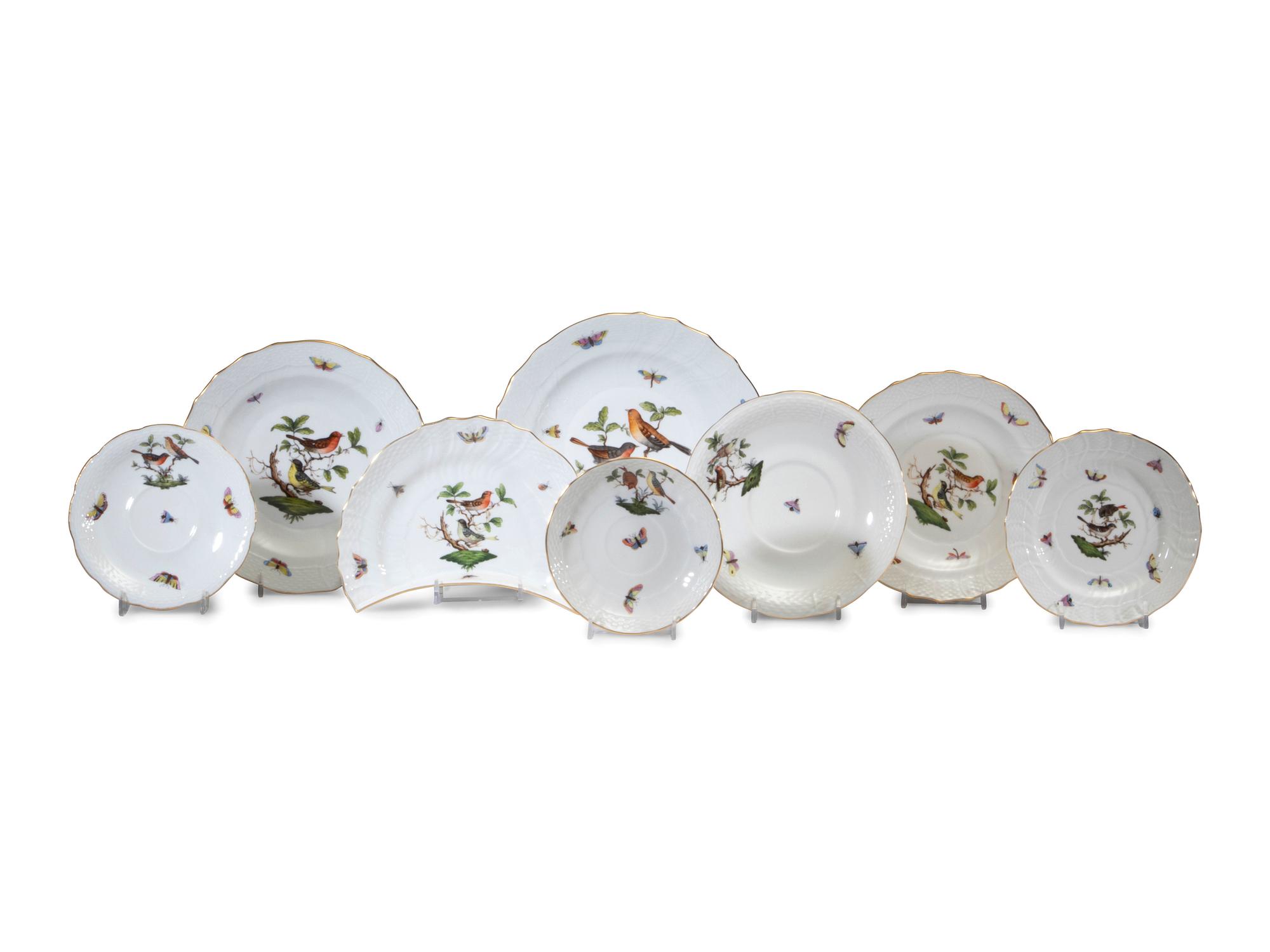 A Herend Rothschild Bird Porcelain Service for Twelve