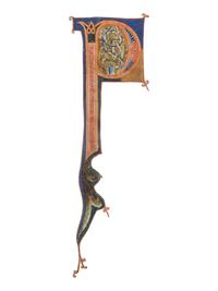 MASTER OF PASSIONARIO ‘F’ Decorated initial ‘P’ from a manuscript of an unknown text, in Latin, illuminated manuscript on parchment [Tuscany, Lucca, c. 1175–1200]