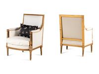 A Pair of Directoire Style Giltwood Bergères
