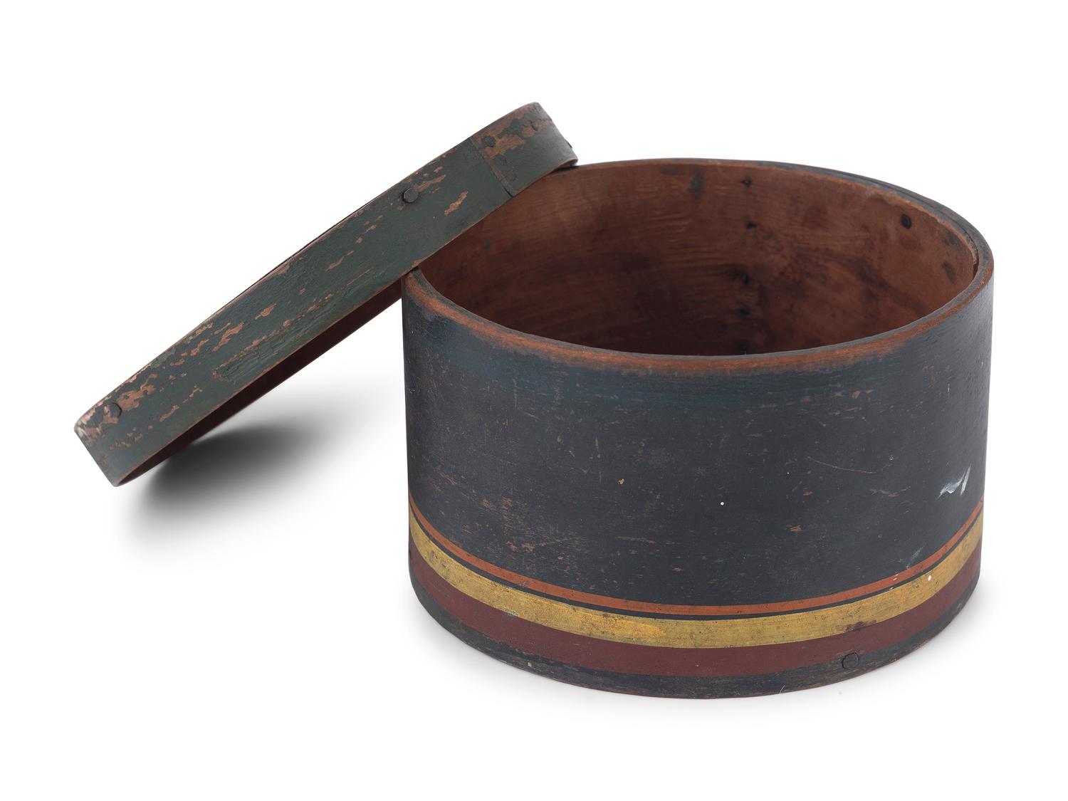 Three Round Paint Decorated Boxes
