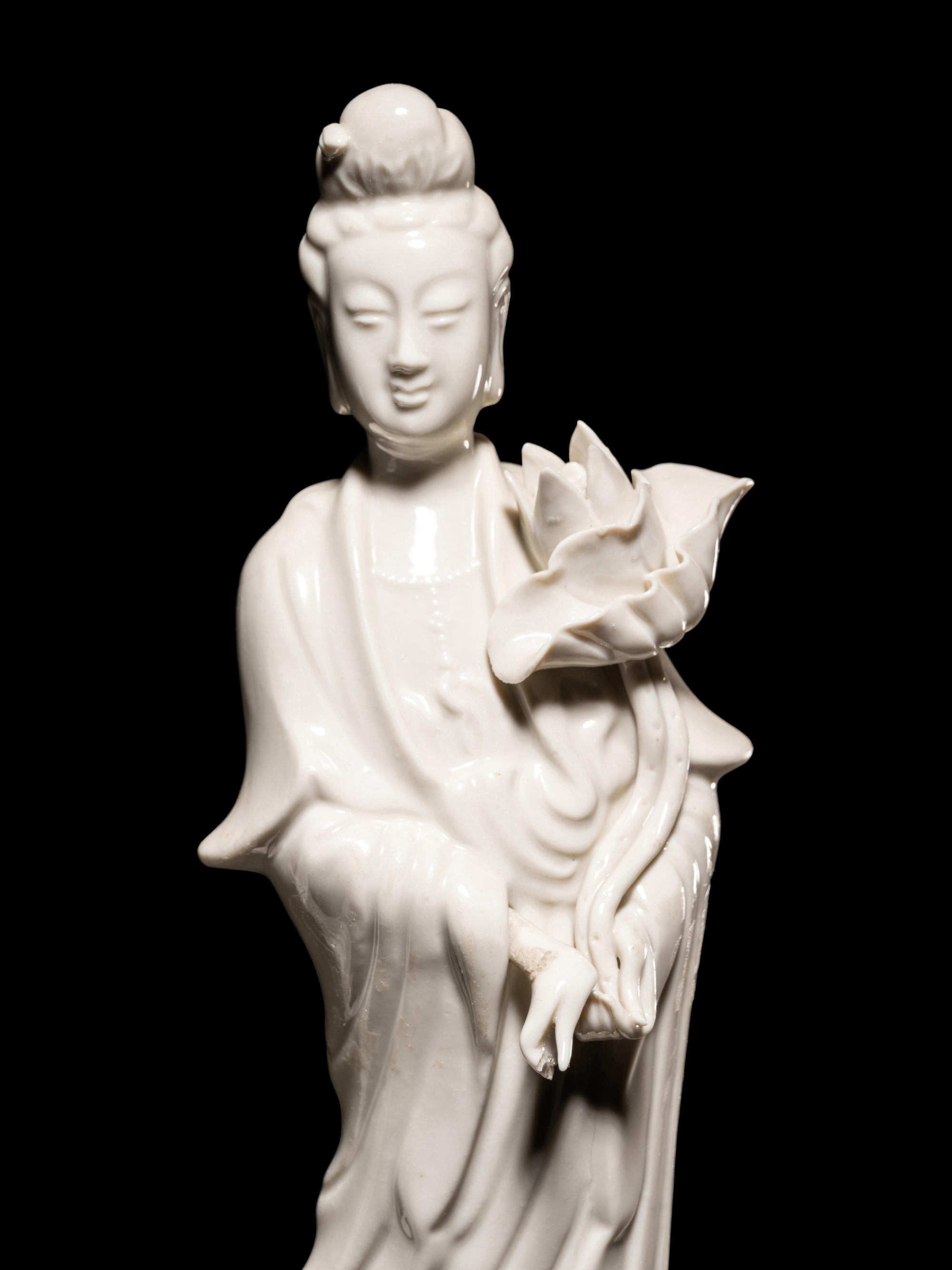 Three Blanc-de-Chine Porcelain Figures
