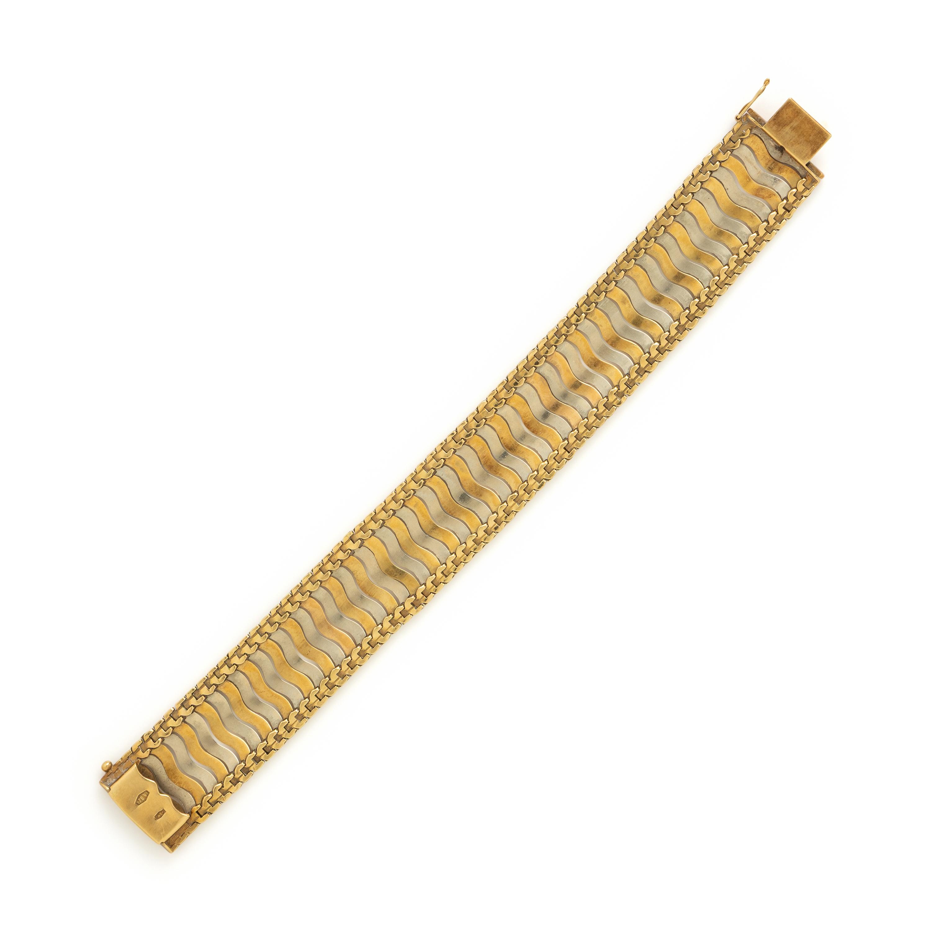 Italian, Bicolor Gold Fancy Link Bracelet