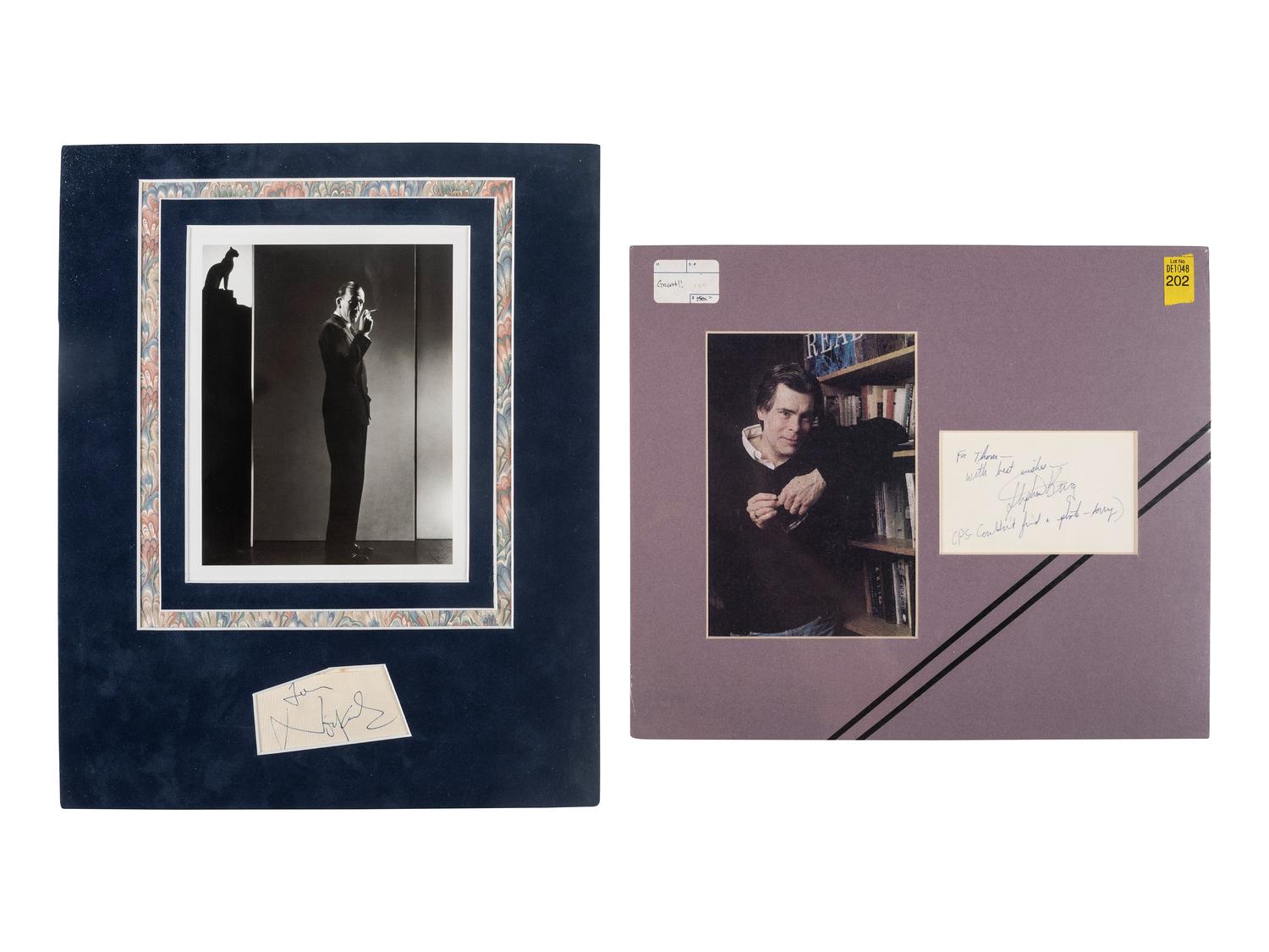 Autographed ephemera from directors, newsmen, Hollywood icons, and other ephemera including John Fitzgerald (1917-1963) Topps collector cards, 1964.
