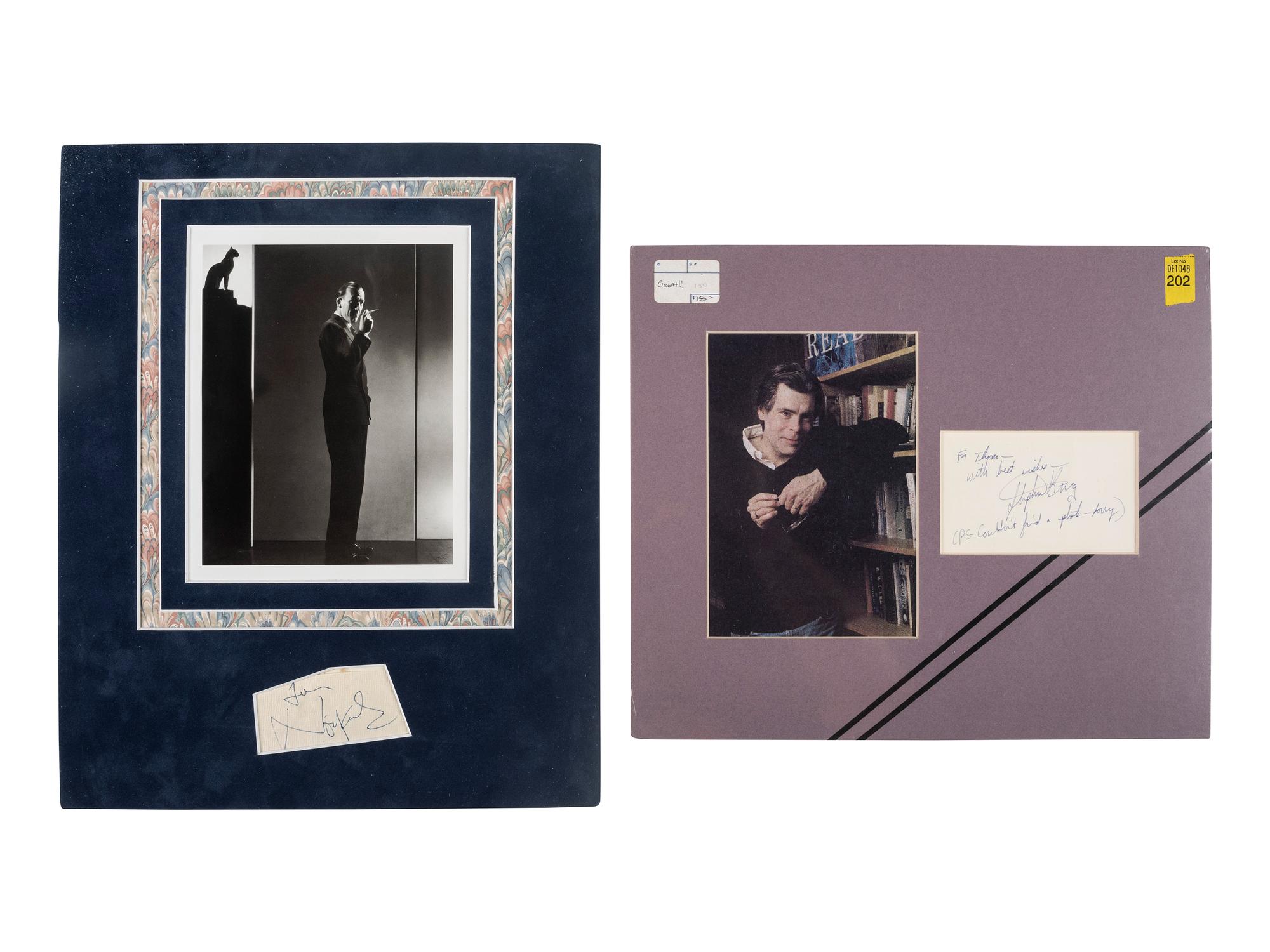 Autographed ephemera from directors, newsmen, Hollywood icons, and other ephemera including John Fitzgerald (1917-1963) Topps collector cards, 1964.