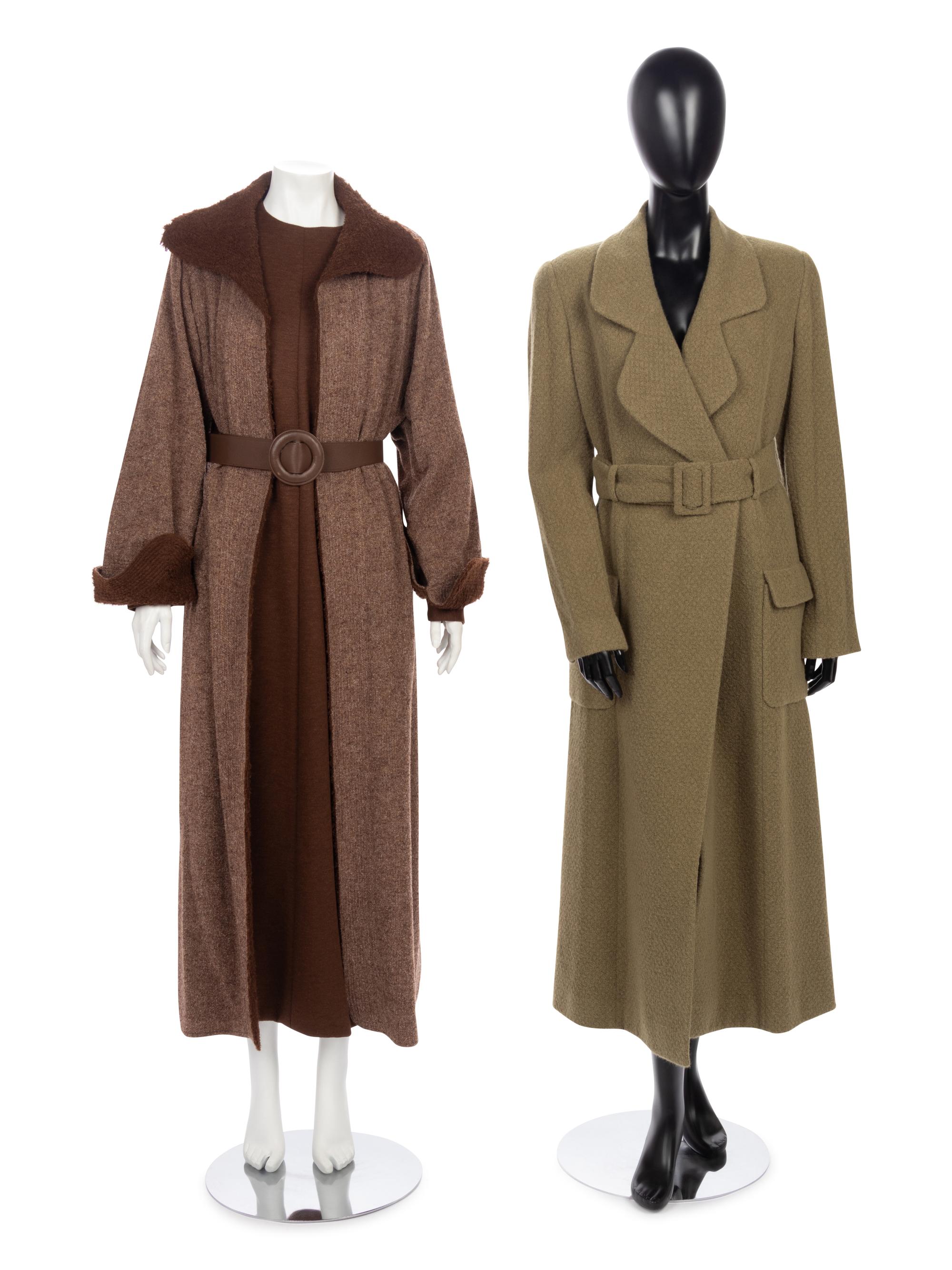 Three Designer Pieces: One Geoffrey Beene Two-Piece Ensemble, One Chloé Belted Angora Coat