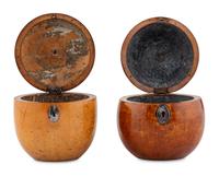 Two English Fruit-Form Tea Caddies