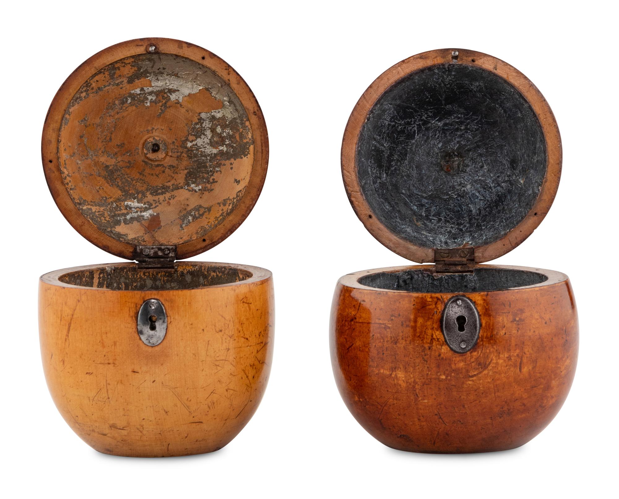 Two English Fruit-Form Tea Caddies