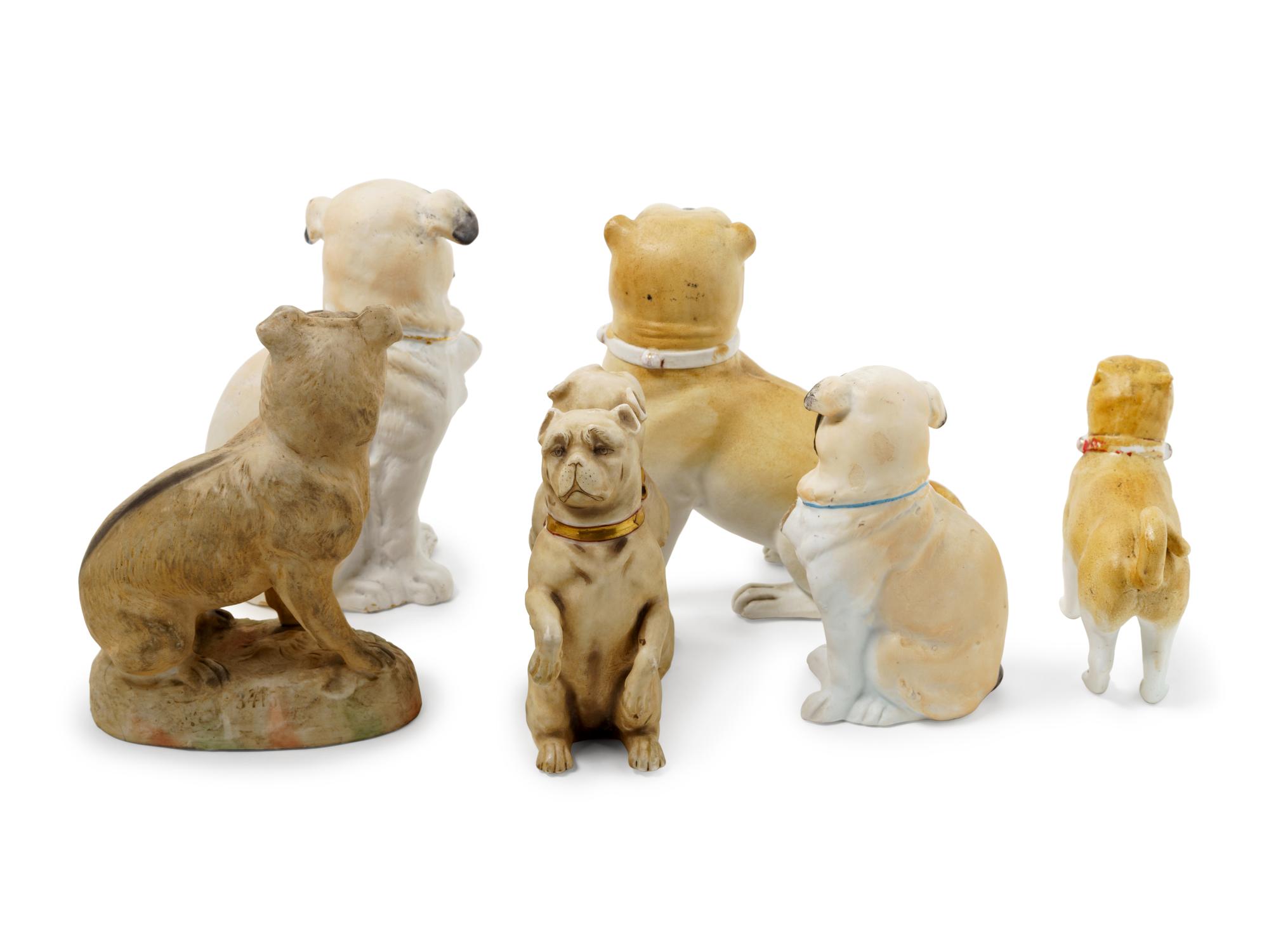 Six Porcelain Pug Figures