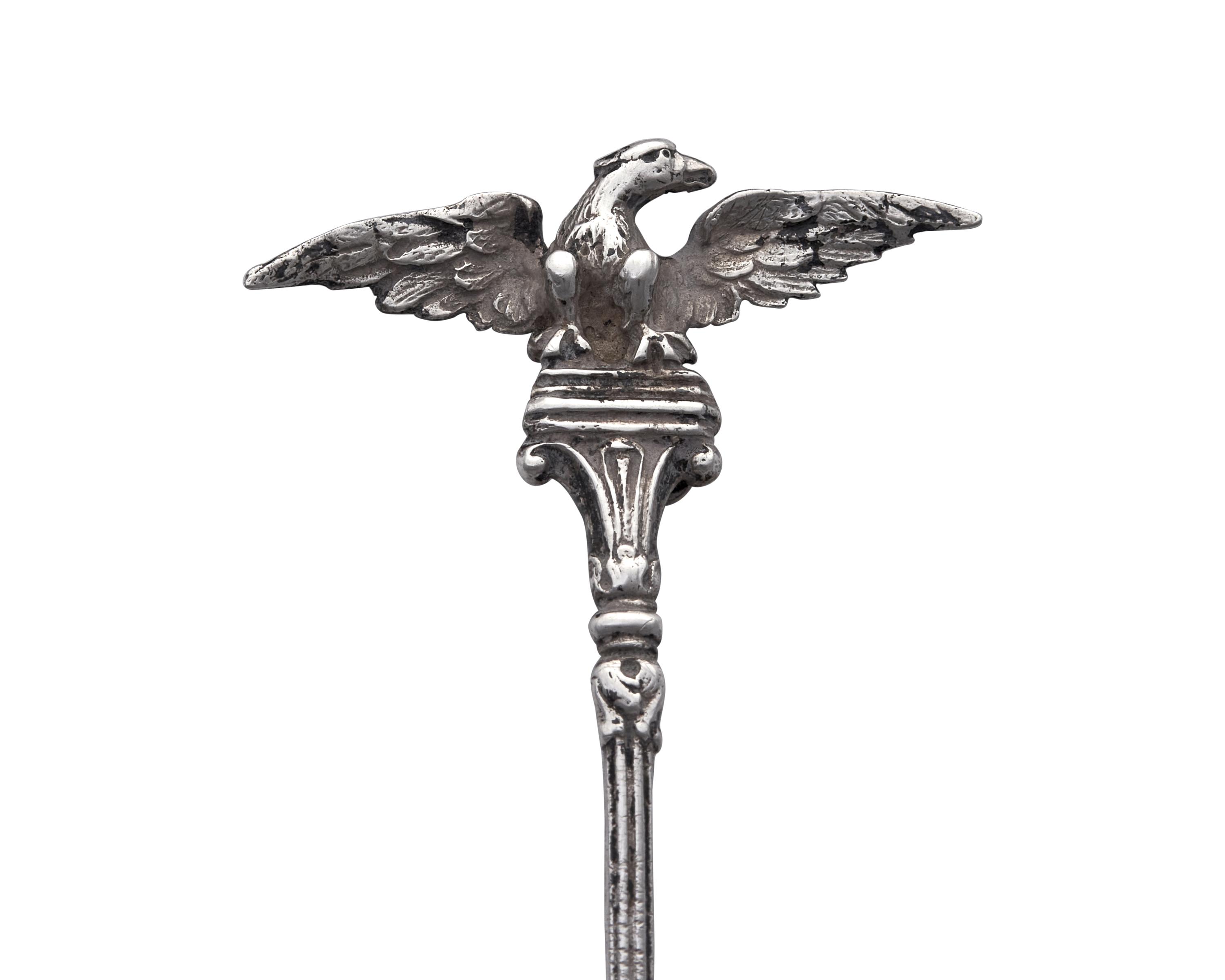 A Small Continental Silver Spoon With Eagle Terminal
