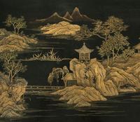 A Chinese Black and Gilt Lacquer Console Table — 20TH CENTURY