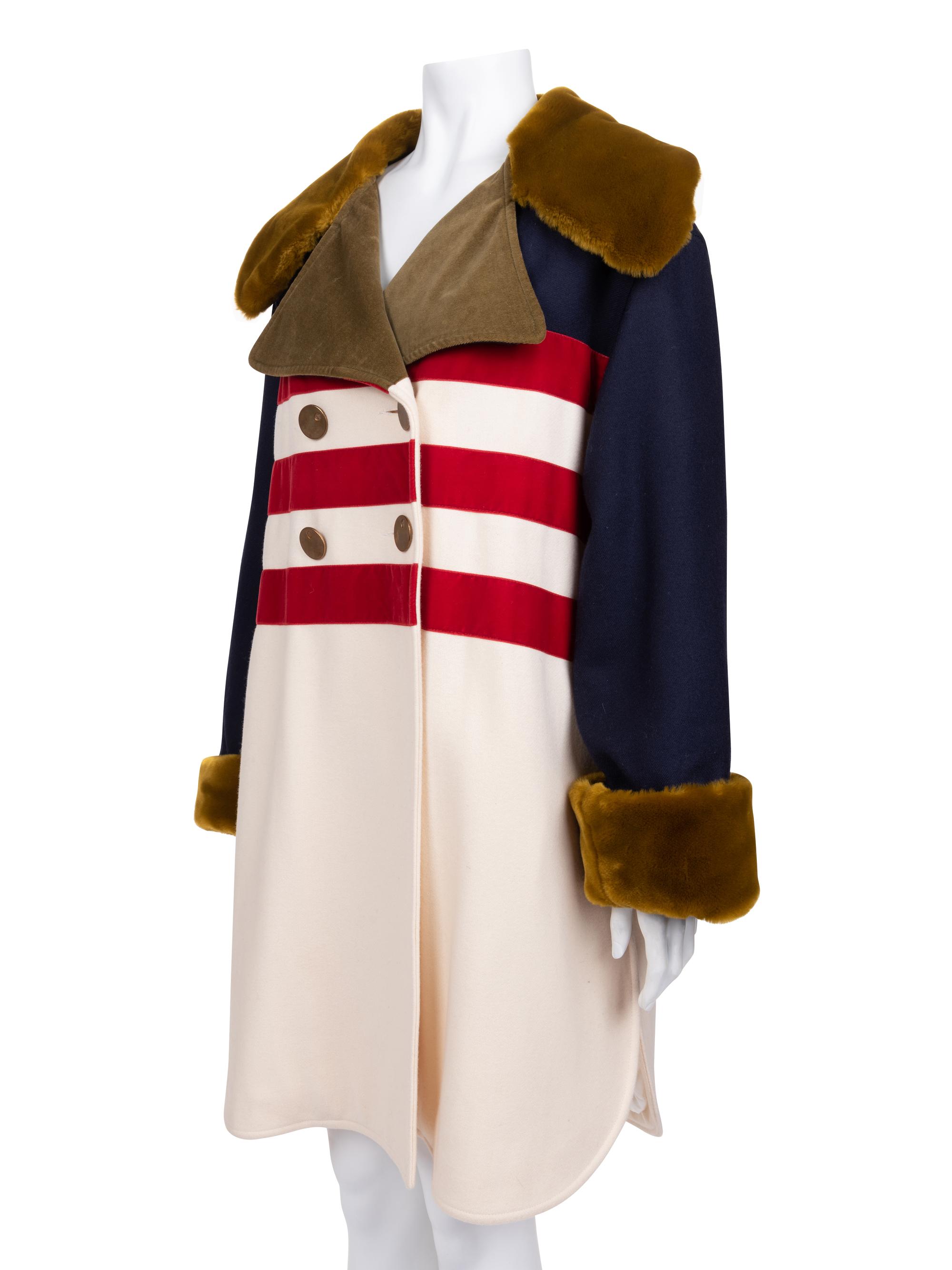 Jean de Castelbajac Coat with Faux Fur Trim, 1980s