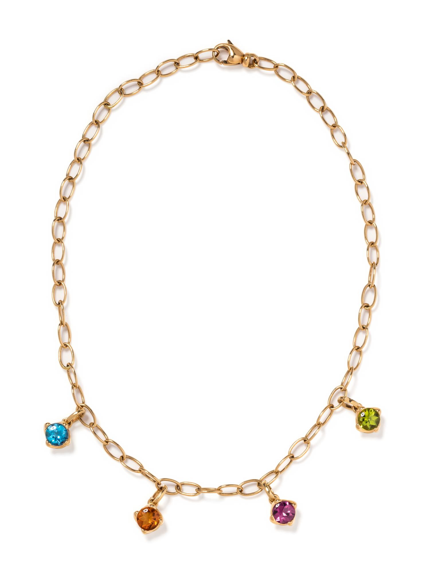YELLOW GOLD AND MULTIGEM PENDANT/NECKLACE