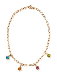 YELLOW GOLD AND MULTIGEM PENDANT/NECKLACE