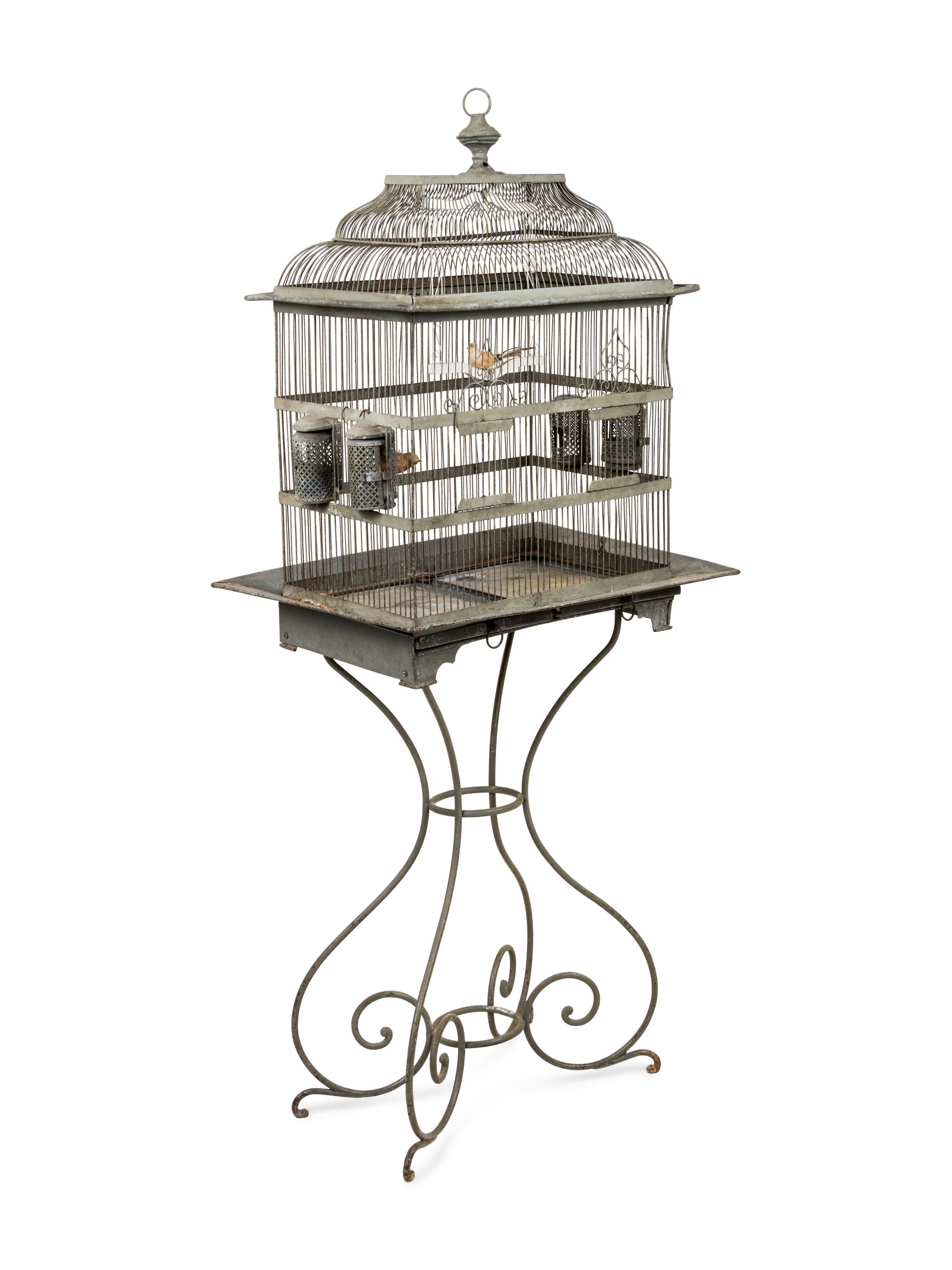 An Enameled Metal Birdcage