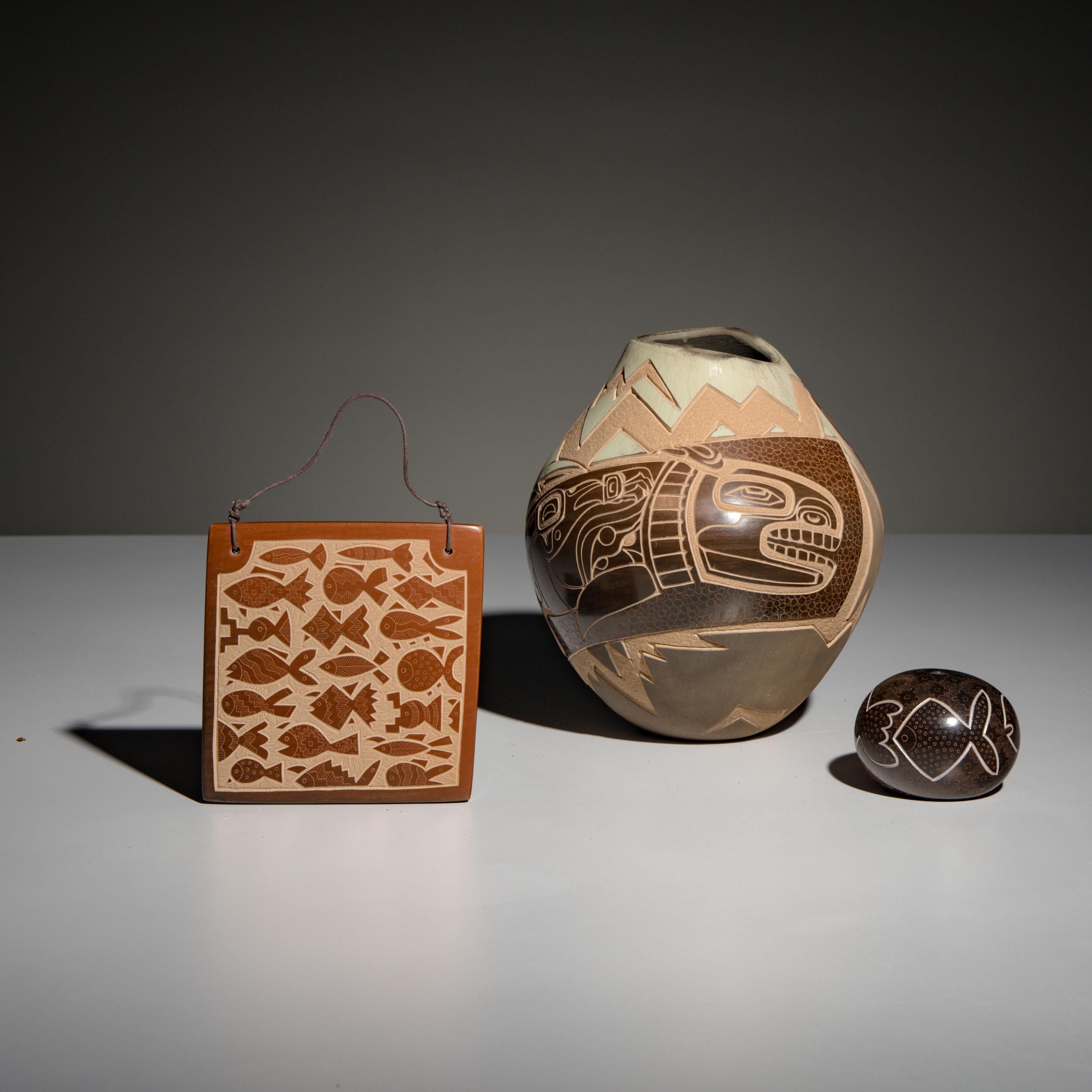 Jody Naranjo (Santa Clara, b. 1969) — Sgraffito Pottery, Creatures of the Sea