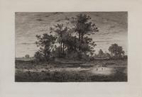 Henri Joseph Harpignies, (French, 1819-1916), Paysage aux Bouquets d'Arbes, 1850