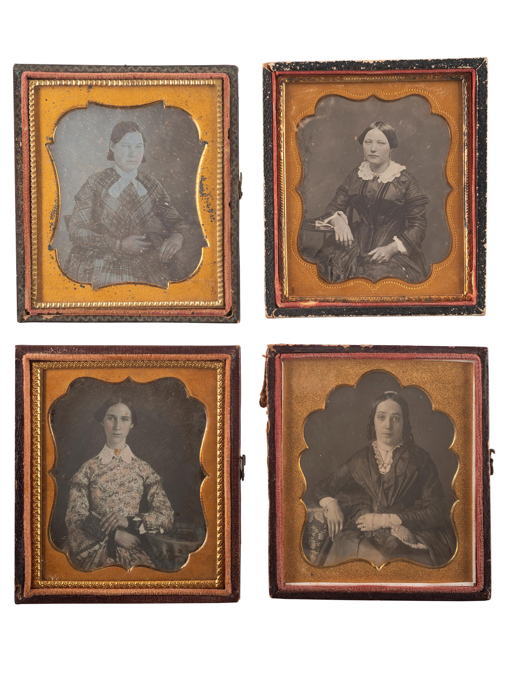 [EARLY PHOTOGRAPHY]. A group of 24 daguerreotypes of lovely young women, including: