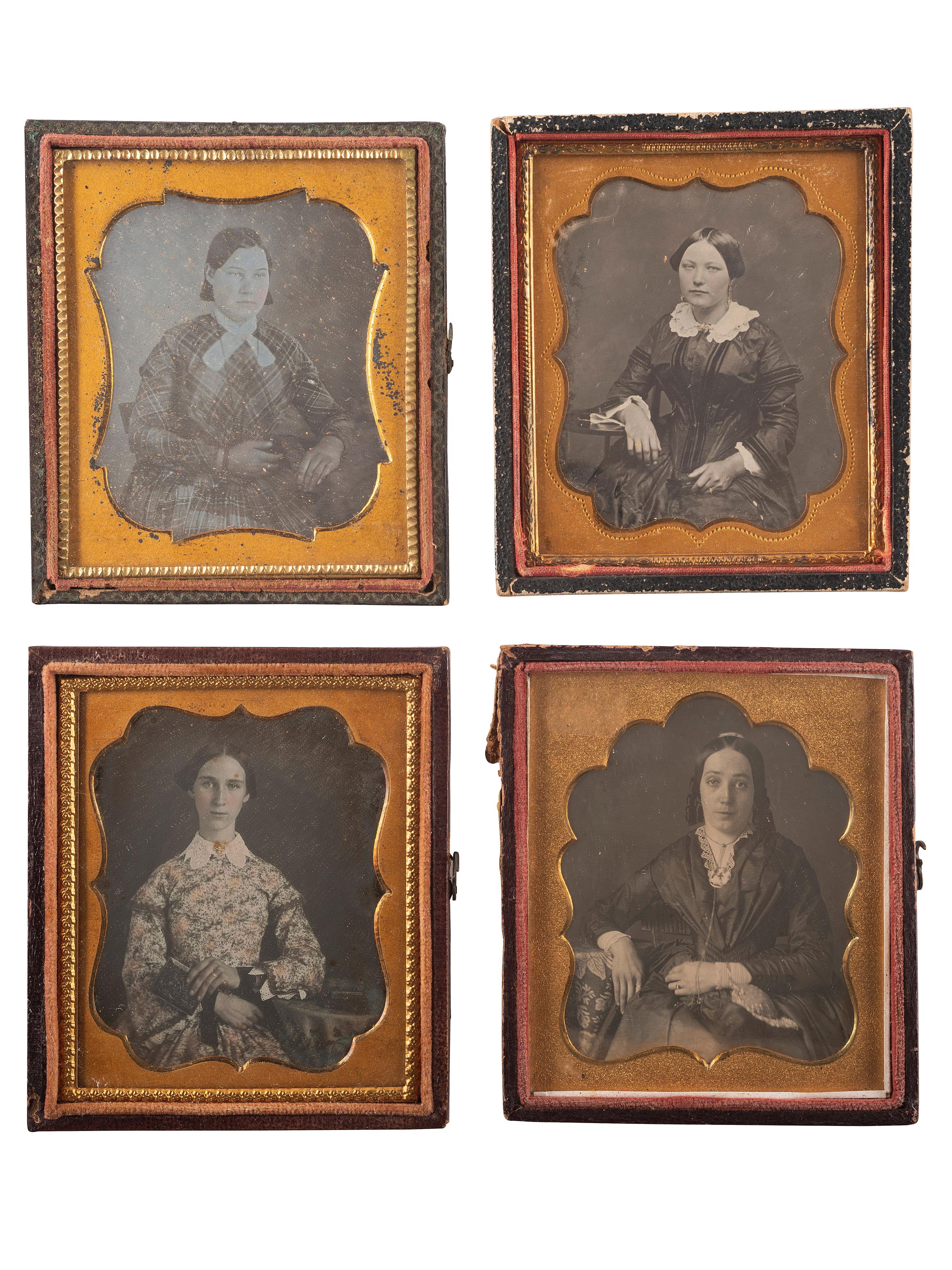 [EARLY PHOTOGRAPHY]. A group of 24 daguerreotypes of lovely young women, including: