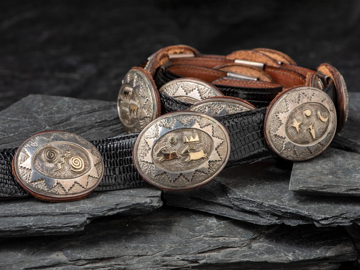 Sterling Silver Concha Belt, with 14K Gold Petroglyph Accents