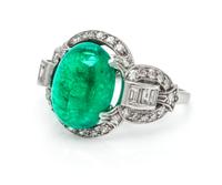 A Platinum, Emerald and Diamond Ring, 3.90 dwts.