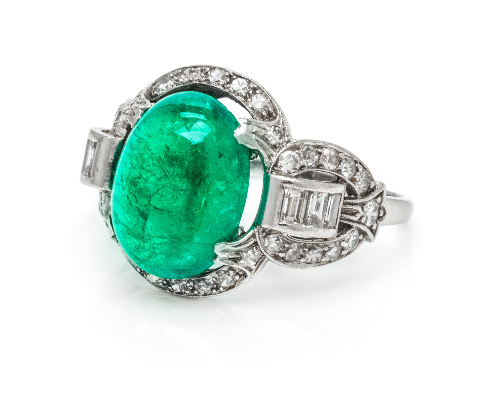 A Platinum, Emerald and Diamond Ring, 3.90 dwts.