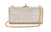 A Judith Leiber Silver Crystal Minaudiere, 5.5" x 2.5" x 1.2".