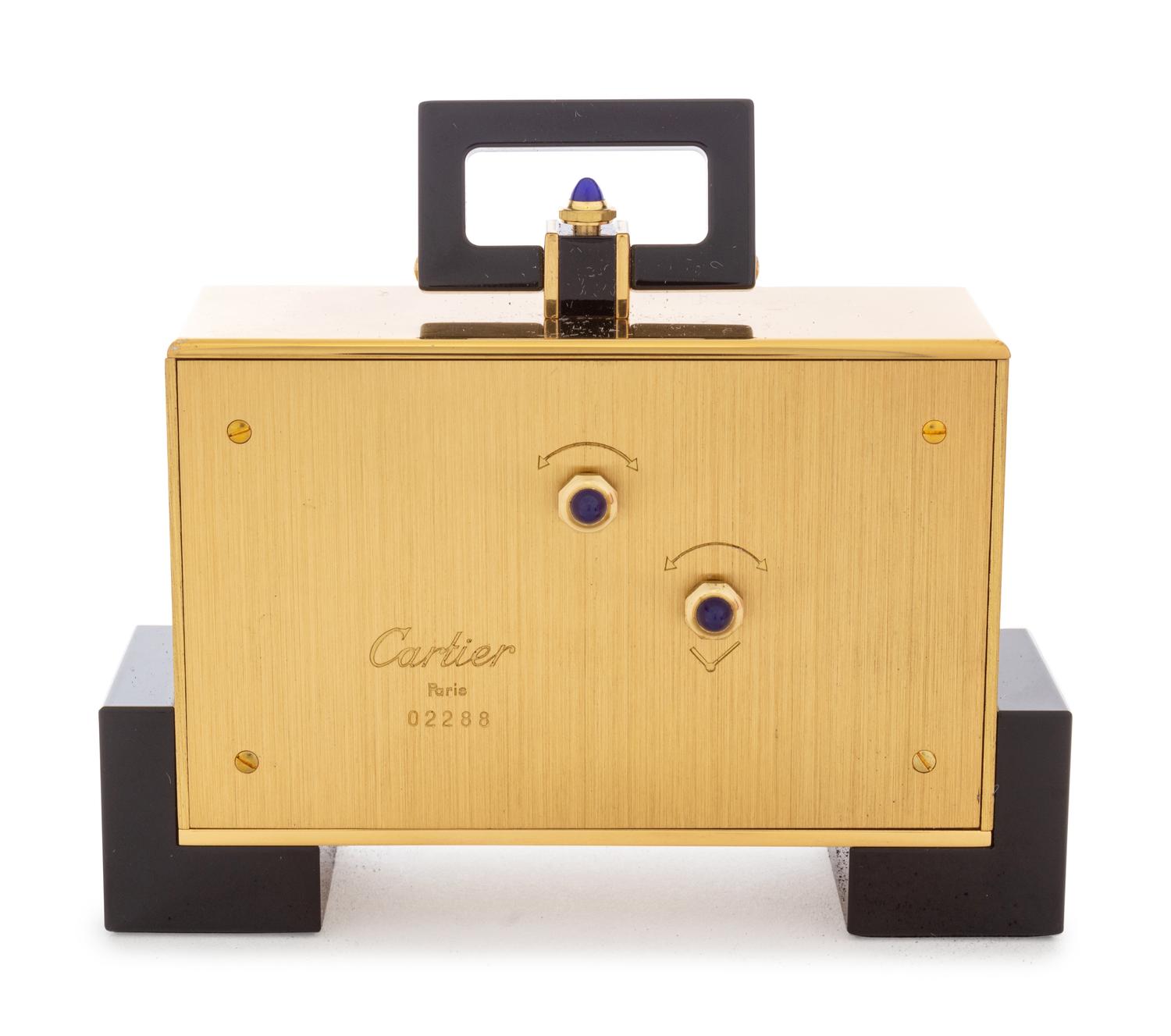 A Cartier Art Deco Style Enameled Desk Clock