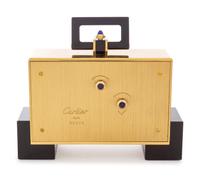 A Cartier Art Deco Style Enameled Desk Clock