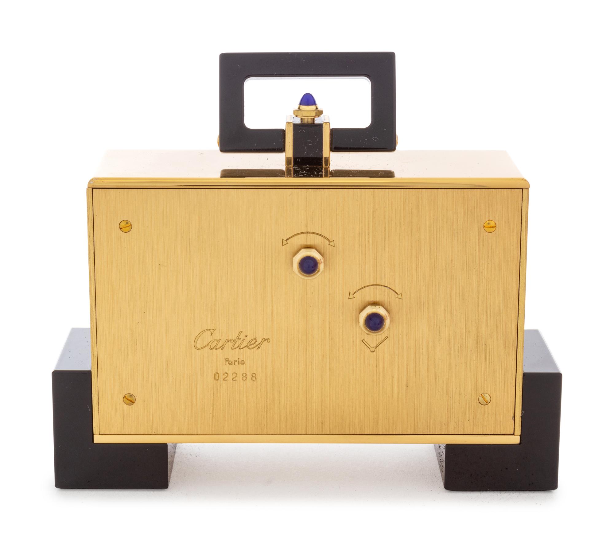 A Cartier Art Deco Style Enameled Desk Clock