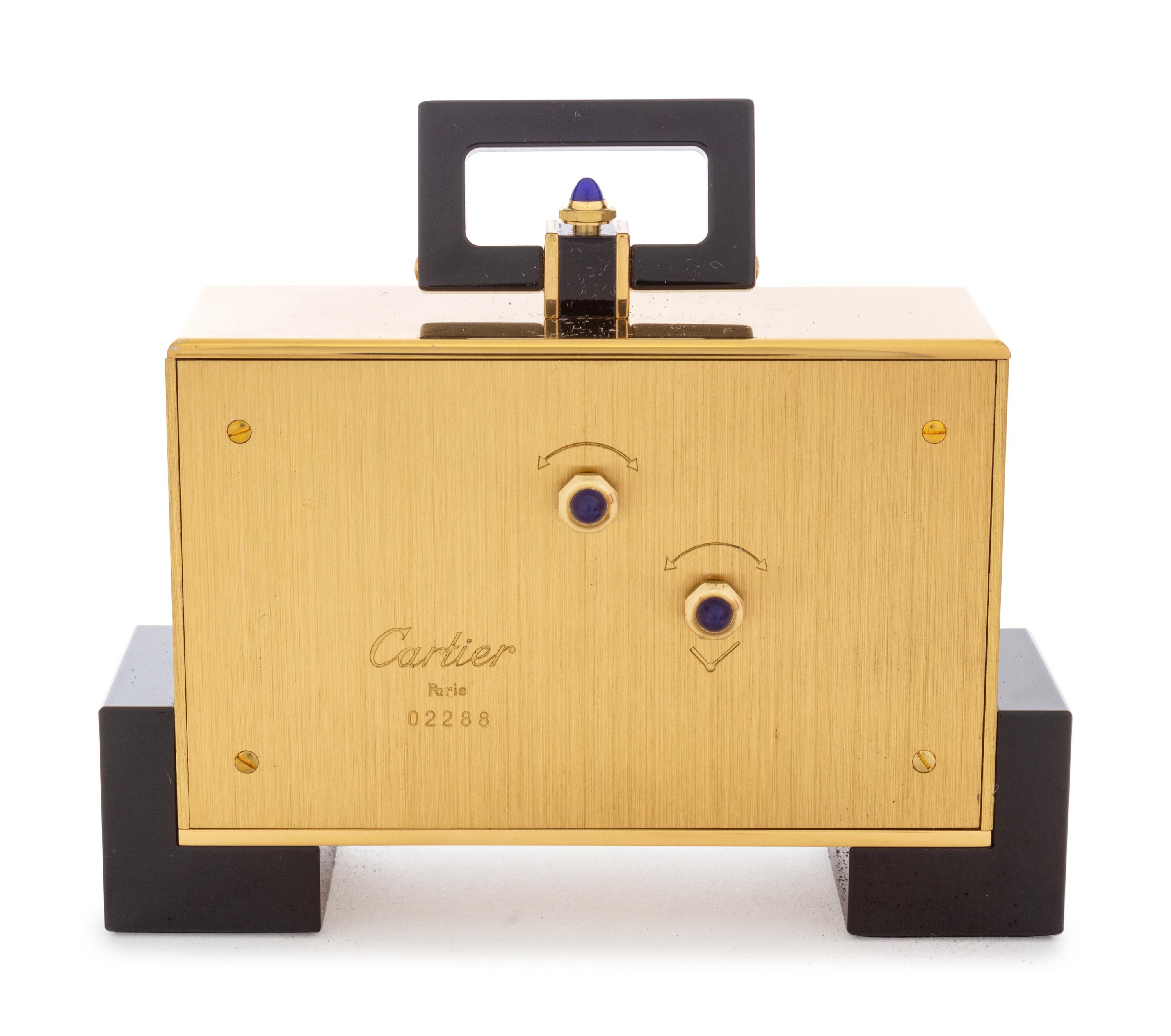A Cartier Art Deco Style Enameled Desk Clock