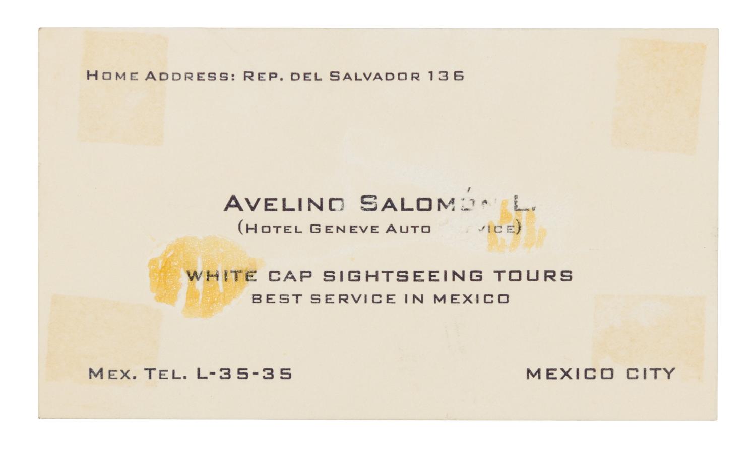 RIVERA, Diego (1886-1957). Autograph note signed ("Diego Rivera"), to Miss Elsa B. Krauskoph. N.p., n.d. [ca 1930s?].